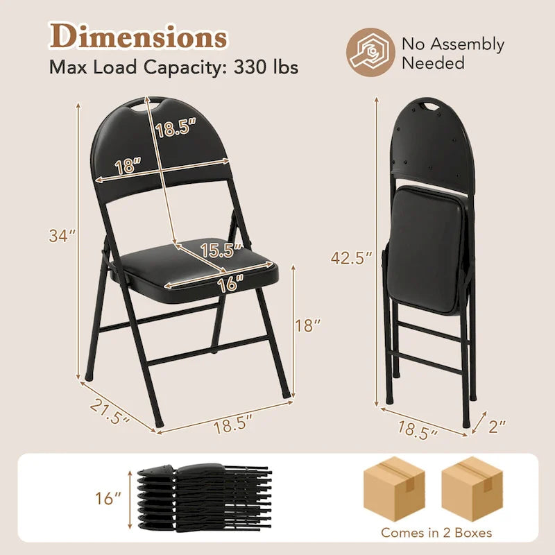 Costway 2/4/8/10/12 PCS Folding Padded Party Chairs with Metal Frame