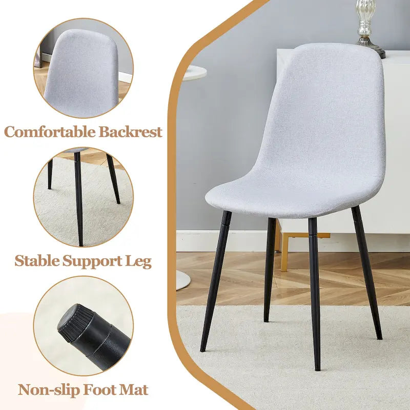 5 Piece Dining Room Set Kitchen Table Set with Square O-Shaped Legs, 4 Upholstered Dining Chairs for 4 People