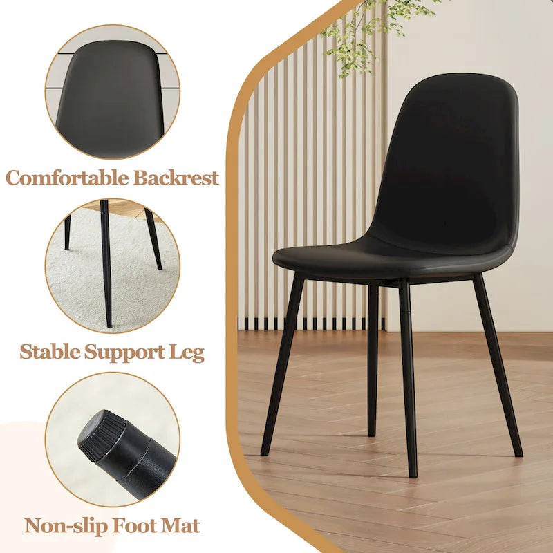 5 Piece Dining Room Set Kitchen Table Set with Square O-Shaped Legs, 4 Upholstered Dining Chairs for 4 People