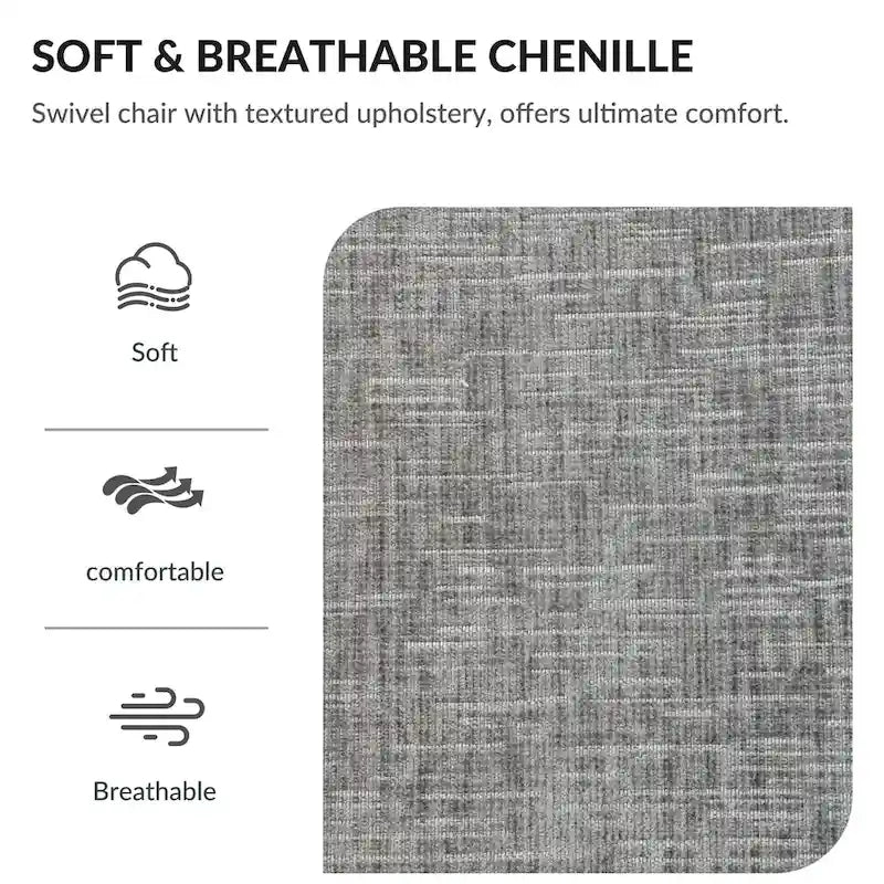 Chenille Swivel Accent Chair with 360 Rotation and Wood Base