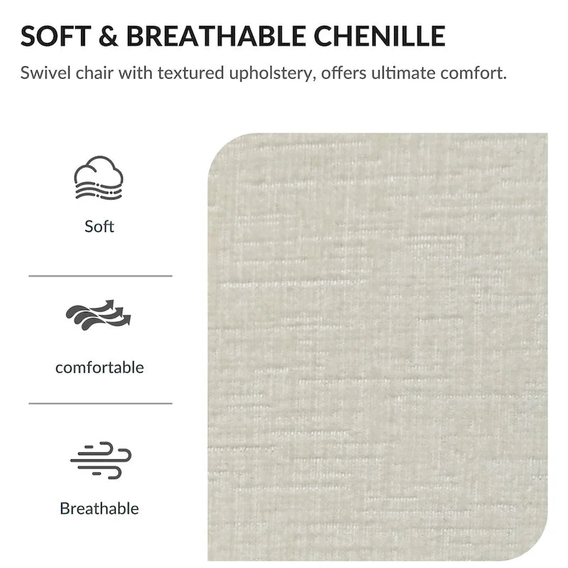 Chenille Swivel Accent Chair with 360 Rotation and Wood Base