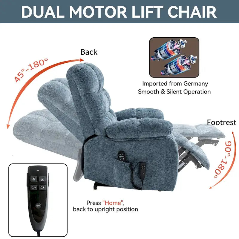 Dual Motor Power Lift Recliner Chair with Massage and Heat for Elderly People, Large Lazy Single Boy Recliners with Power-Remote