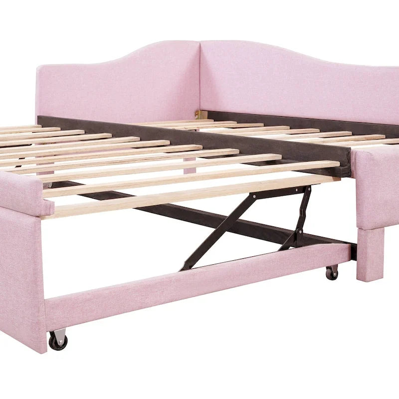 Twin Size Upholstered Daybed with Pop Up Trundle