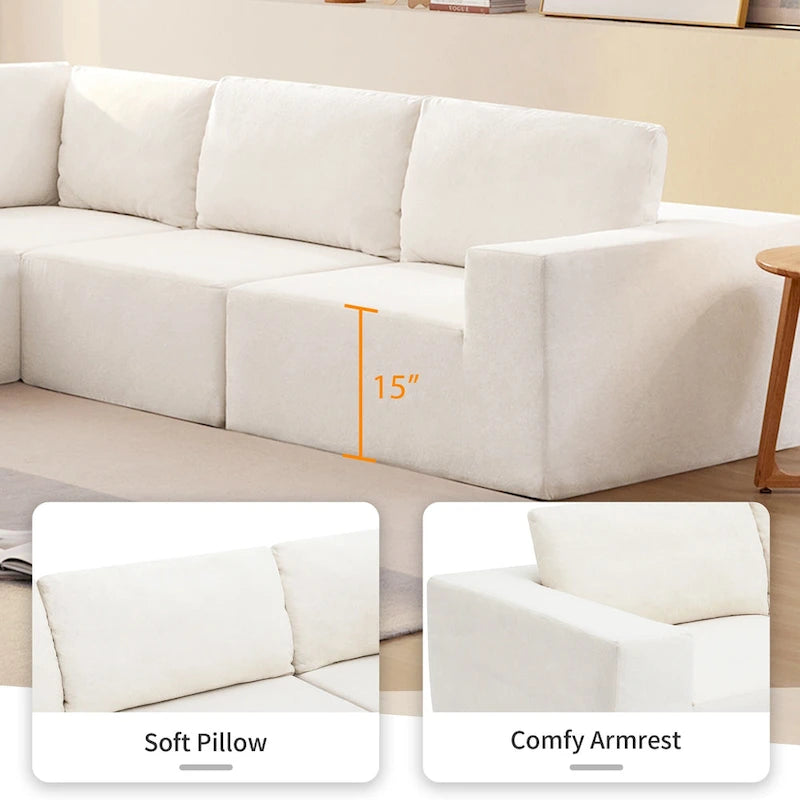 147 Modular Sectional Sofa,L Shaped Wide Seat Couch,Free Combination