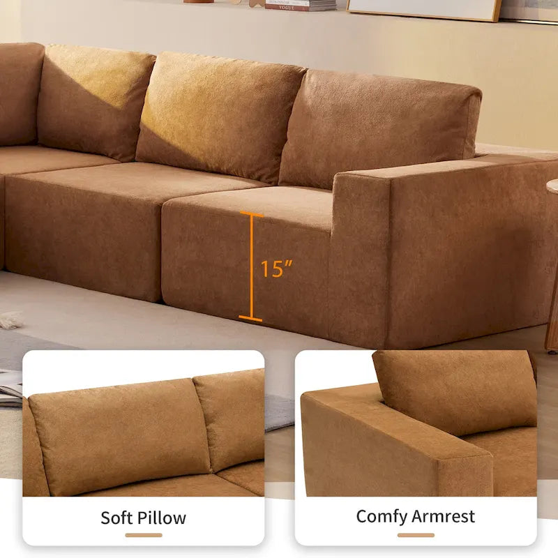 147 Modular Sectional Sofa,L Shaped Wide Seat Couch,Free Combination