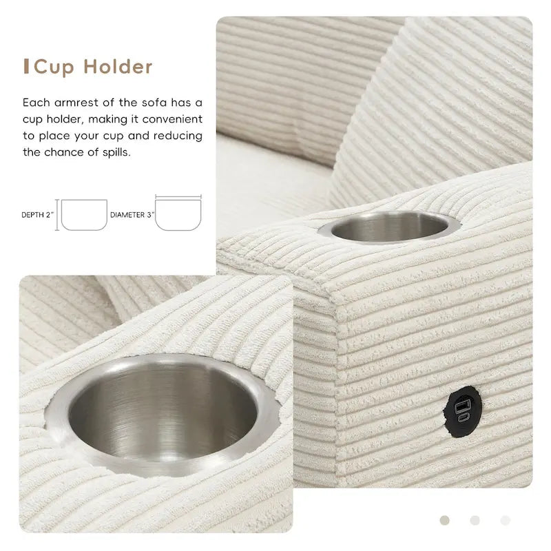 Oversized Corduroy Sectional Sofa,L Shaped Deep Seating Cloud Couch