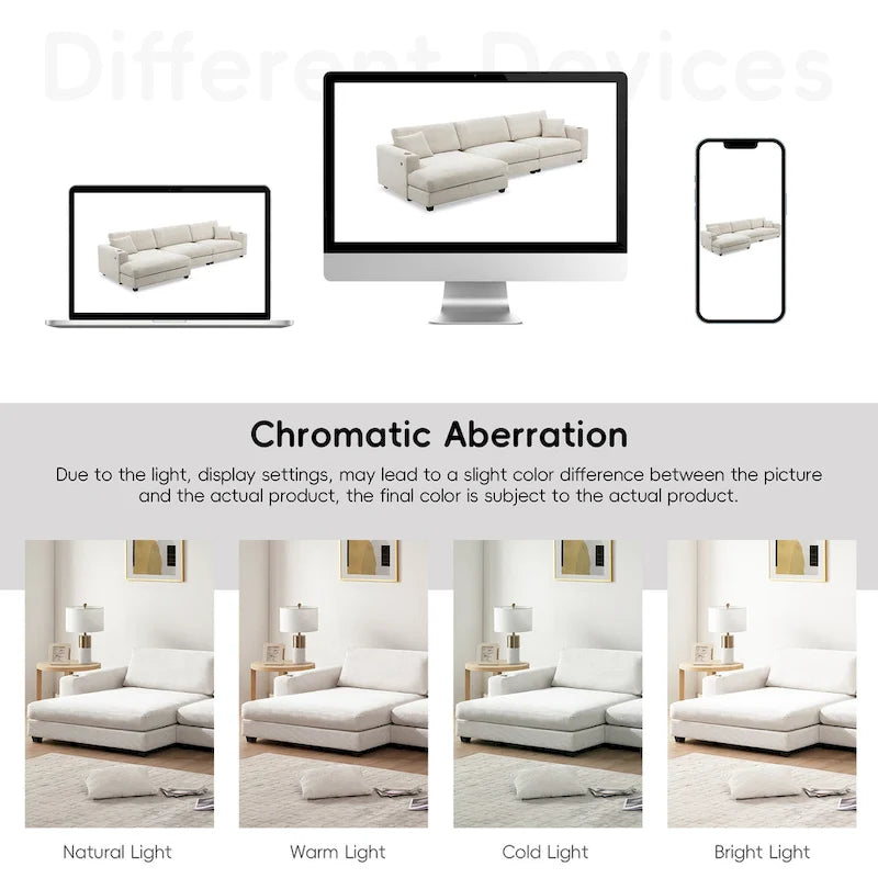 Oversized Corduroy Sectional Sofa,L Shaped Deep Seating Cloud Couch