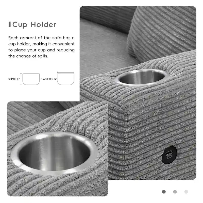 Oversized Corduroy Sectional Sofa,L Shaped Deep Seating Cloud Couch