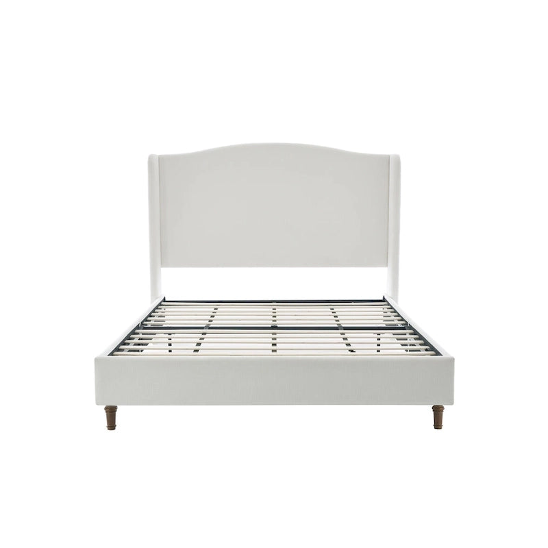 Hannah Upholstered Wingback Bed Size King / Tall 54 Headboard Upholstered King Bed / Premium Cream White Chenille