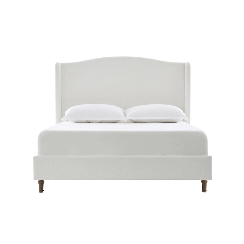 Hannah Upholstered Wingback Bed Size King / Tall 54 Headboard Upholstered King Bed / Premium Cream White Chenille