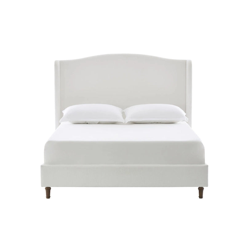 Hannah Upholstered Wingback Bed Size King / Tall 54 Headboard Upholstered King Bed / Premium Cream White Chenille