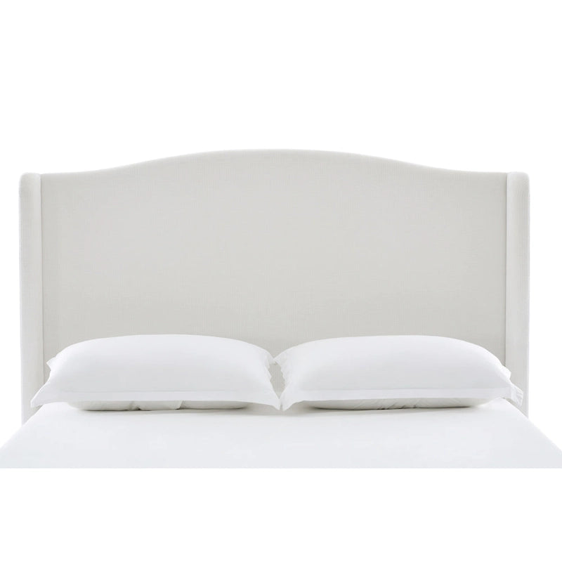 Hannah Upholstered Wingback Bed Size King / Tall 54 Headboard Upholstered King Bed / Premium Cream White Chenille