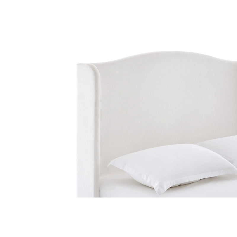 Hannah Upholstered Wingback Bed Size King / Tall 54 Headboard Upholstered King Bed / Premium Cream White Chenille