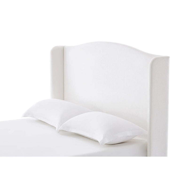 Hannah Upholstered Wingback Bed Size King / Tall 54 Headboard Upholstered King Bed / Premium Cream White Chenille