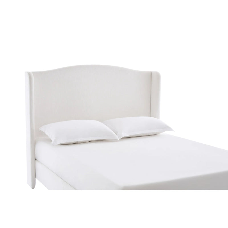 Hannah Upholstered Wingback Bed Size King / Tall 54 Headboard Upholstered King Bed / Premium Cream White Chenille
