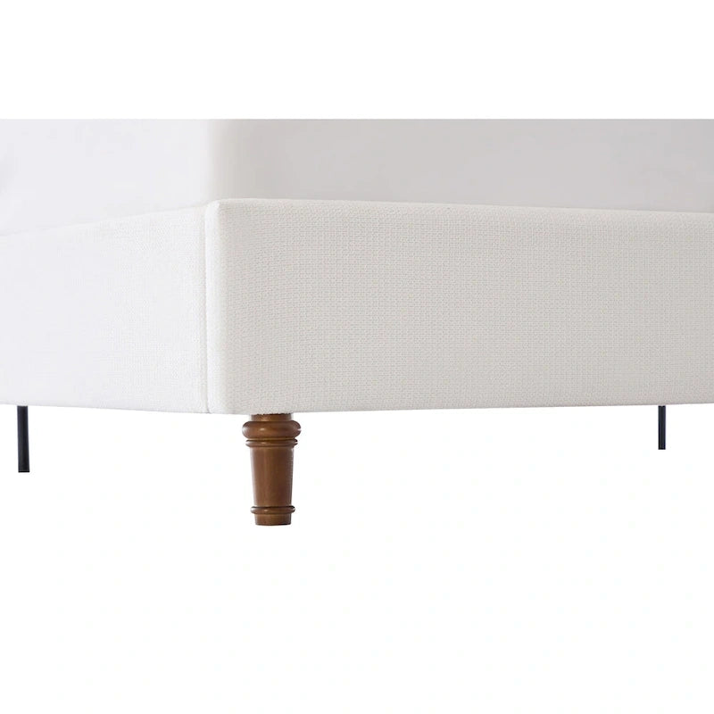 Hannah Upholstered Wingback Bed Size King / Tall 54 Headboard Upholstered King Bed / Premium Cream White Chenille