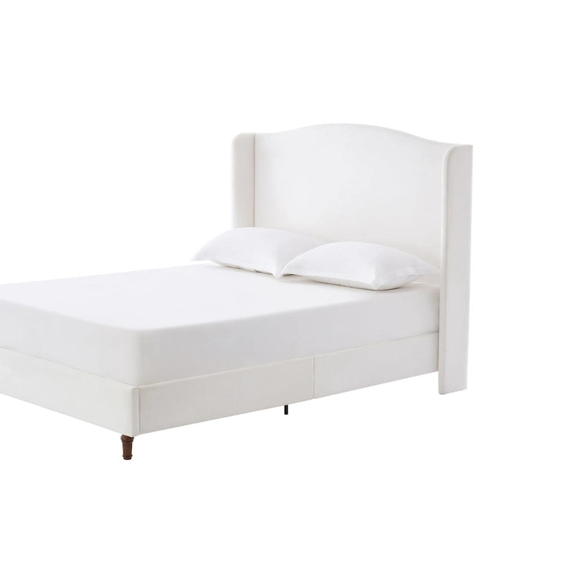 Hannah Upholstered Wingback Bed Size King / Tall 54 Headboard Upholstered King Bed / Premium Cream White Chenille