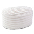 Large Plush Faux Fur Ribbed Pouf Ottoman - 35 - Cream