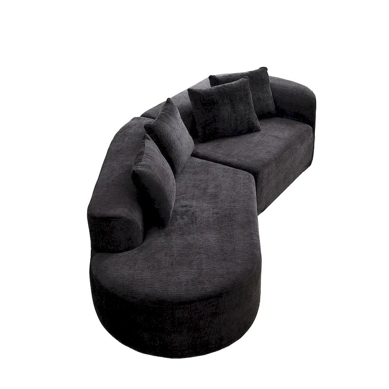 114 Chenille Deep-Seat Sectional Sofa with 4 Pillows