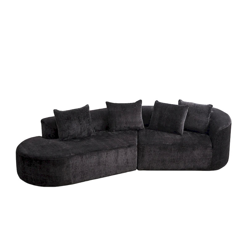 114 Chenille Deep-Seat Sectional Sofa with 4 Pillows
