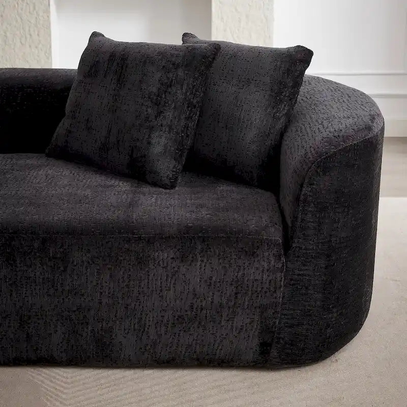 114 Chenille Deep-Seat Sectional Sofa with 4 Pillows