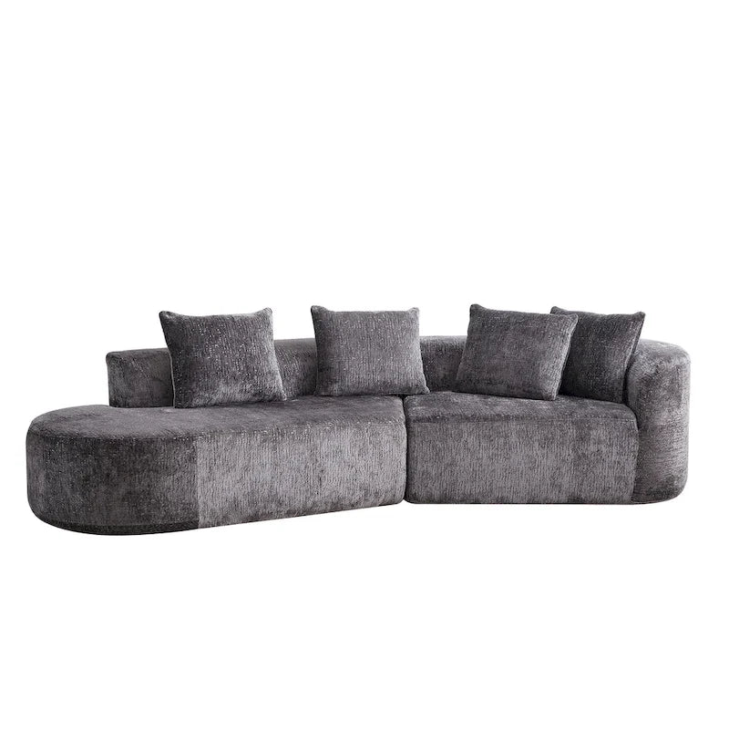 114 Chenille Deep-Seat Sectional Sofa with 4 Pillows