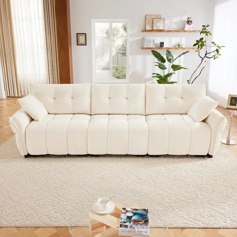 Modern 3-Seater Tufted Sofa Couch with Pillows