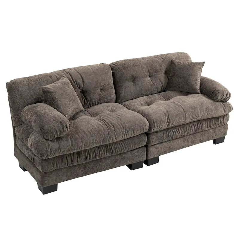 84 Upholstered 3-Seater Sofa with Memory Foam & Comfort Pillows
