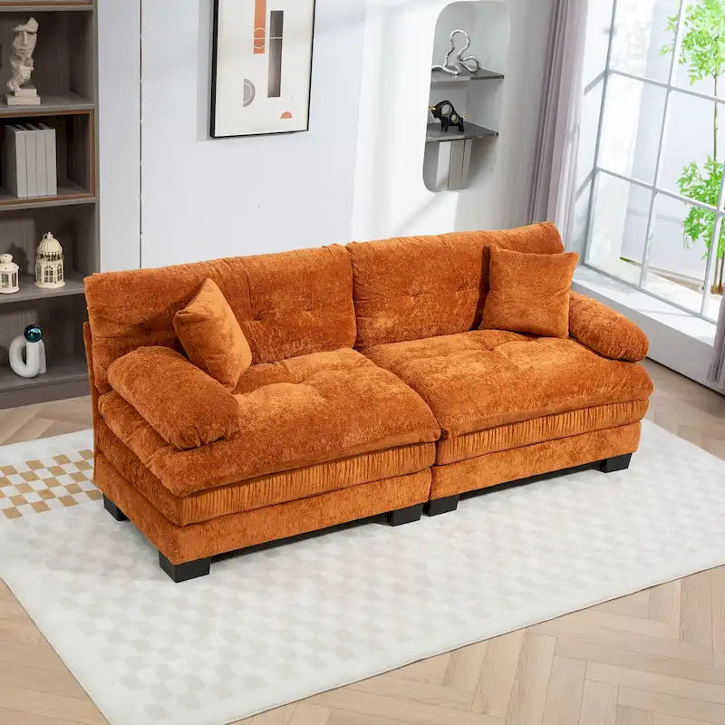 84 Upholstered 3-Seater Sofa with Memory Foam & Comfort Pillows