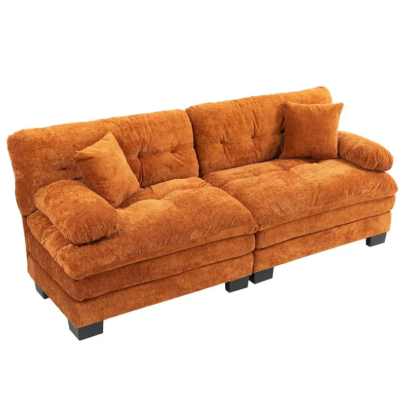 84 Upholstered 3-Seater Sofa with Memory Foam & Comfort Pillows
