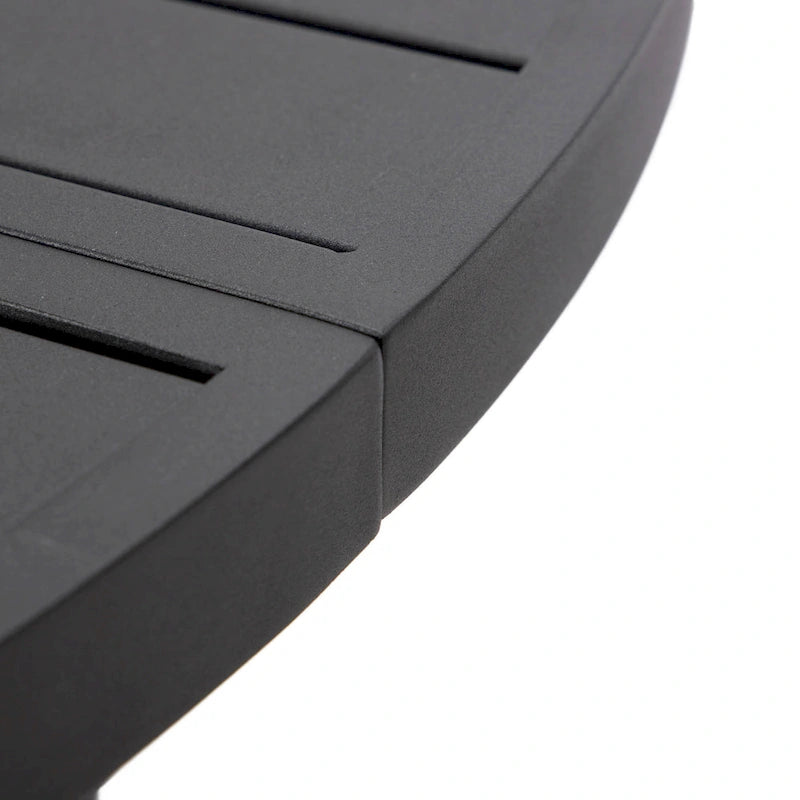 Round Dining Table Powder-Coated Aluminum Top with Slatted Design and Umbrella Hole for Family Gatherings & Parties