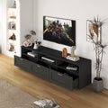 Black 70.87 TV Stand with 3 Open Storage Spaces and 3 Drawers for Living Room