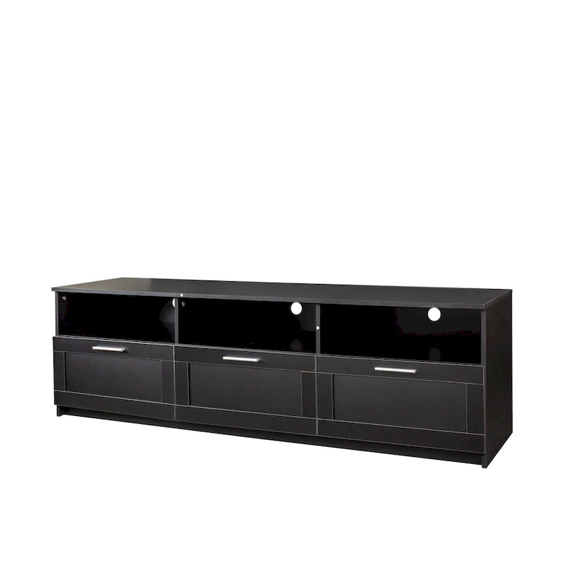 Black 70.87 TV Stand with 3 Open Storage Spaces and 3 Drawers for Living Room