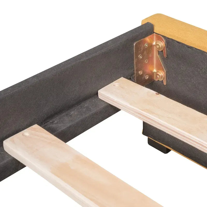 Yellow Linen Twin Upholstered Daybed with Storage Drawers - No Box Spring Required