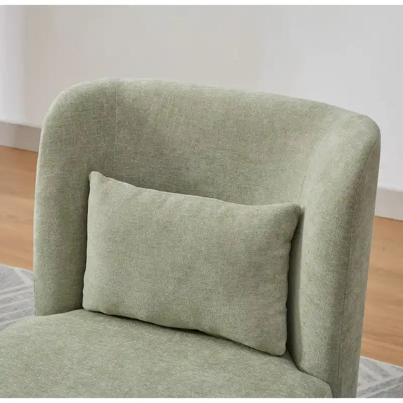 Chenille 360 Swivel Armless Chair with Metal Base, High-Density Foam Cushion, and Included Pillow