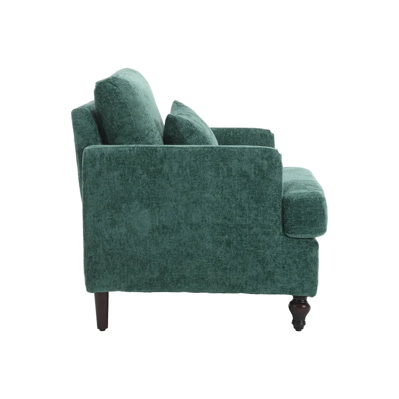 Emerald Modern 29.53 Chenille Upholstered Arm Chair with Solid Wood Frame and Pillows