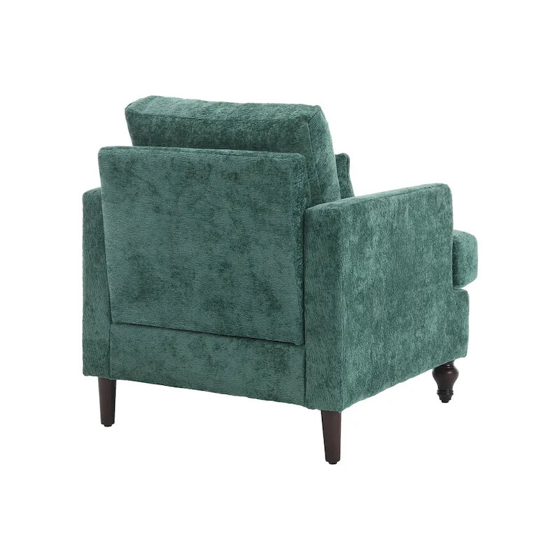 Emerald Modern 29.53 Chenille Upholstered Arm Chair with Solid Wood Frame and Pillows