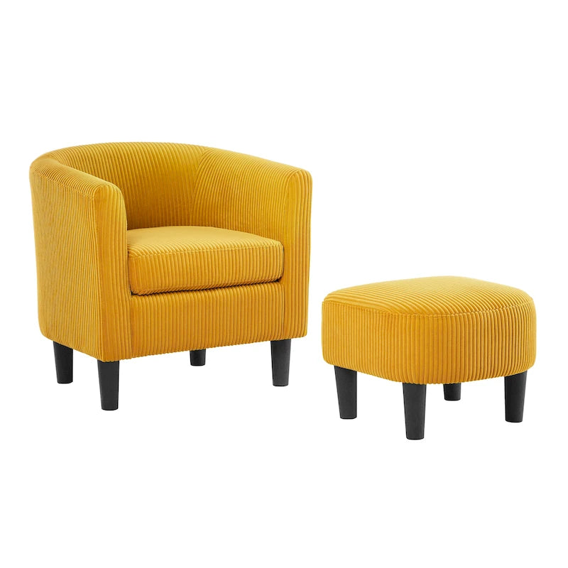 26.38 Corduroy Arm Chair with Ottoman