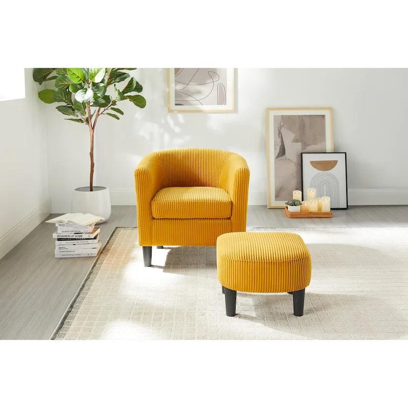 26.38 Corduroy Arm Chair with Ottoman