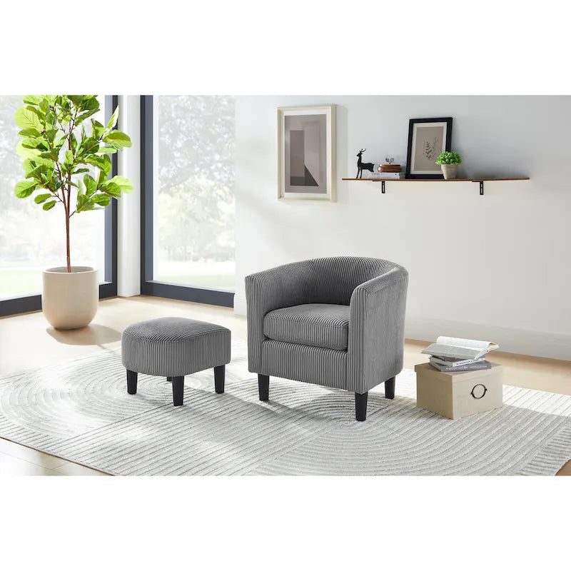 26.38 Corduroy Arm Chair with Ottoman