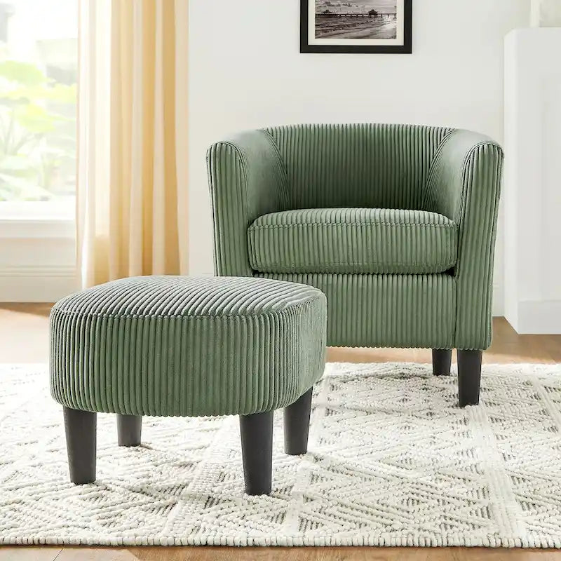 26.38 Corduroy Arm Chair with Ottoman