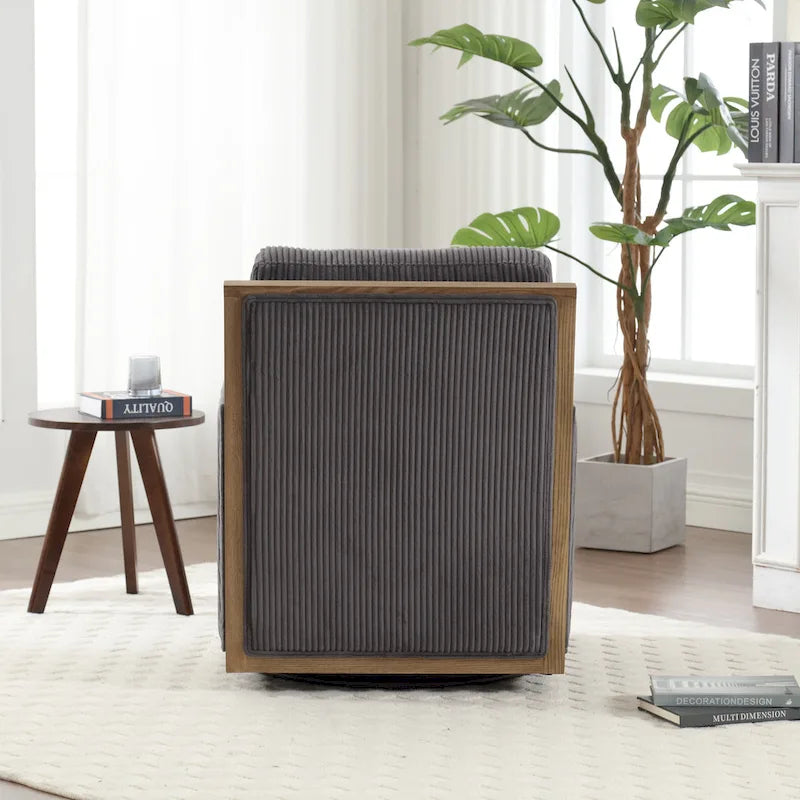 Modern 26.77 Upholstered 360 Swivel Barrel Chair with Sturdy Hardwood Frame for Living Room
