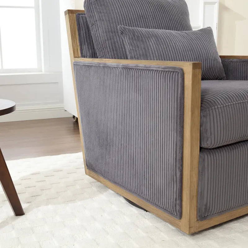 Modern 26.77 Upholstered 360 Swivel Barrel Chair with Sturdy Hardwood Frame for Living Room