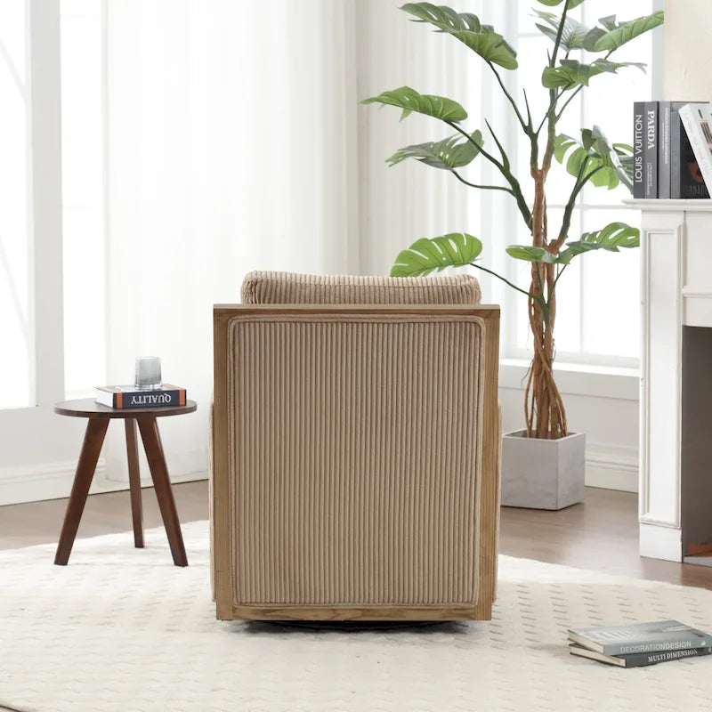 Modern 26.77 Upholstered 360 Swivel Barrel Chair with Sturdy Hardwood Frame for Living Room