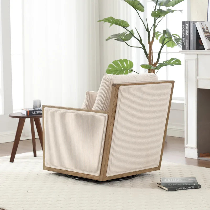 Modern 26.77 Upholstered 360 Swivel Barrel Chair with Sturdy Hardwood Frame for Living Room