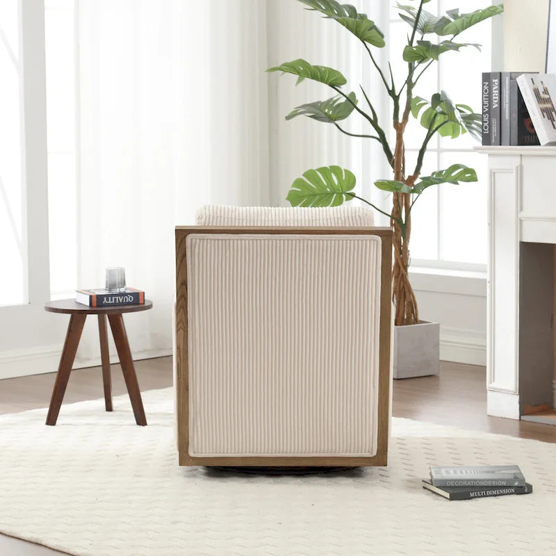 Modern 26.77 Upholstered 360 Swivel Barrel Chair with Sturdy Hardwood Frame for Living Room