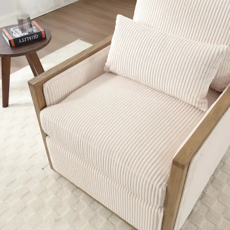 Modern 26.77 Upholstered 360 Swivel Barrel Chair with Sturdy Hardwood Frame for Living Room