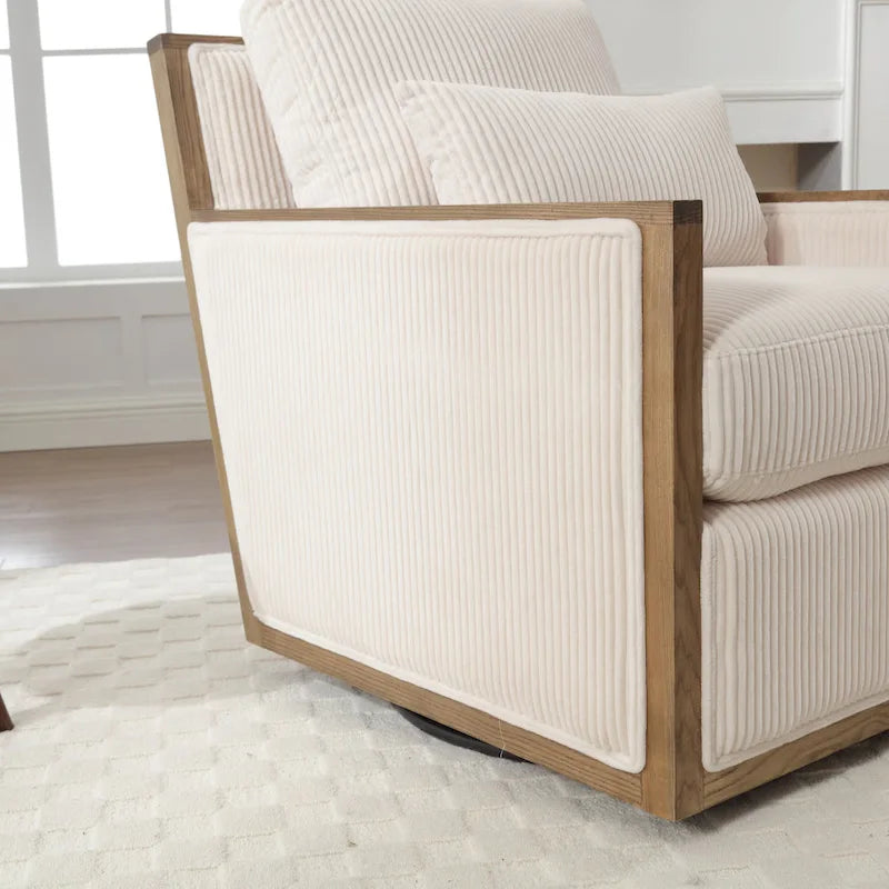 Modern 26.77 Upholstered 360 Swivel Barrel Chair with Sturdy Hardwood Frame for Living Room