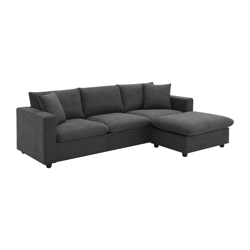 100.4 L-Shaped Polyester Sectional Sofa with 4-Seat Convertible Couch and Ottoman & Pocket Spring Cushions (300lb Capacity)