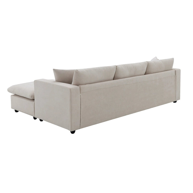 100.4 L-Shaped Polyester Sectional Sofa with 4-Seat Convertible Couch and Ottoman & Pocket Spring Cushions (300lb Capacity)